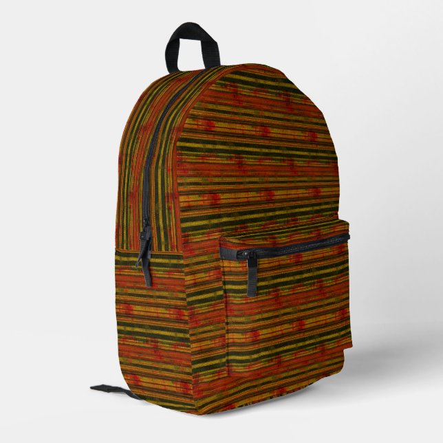 Warm Rustic Textured Stripes Seamless Pattern Printed Backpack (Back Corner Left)