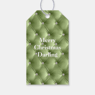 Warm Sage Green Faux Velvet Gift Tags