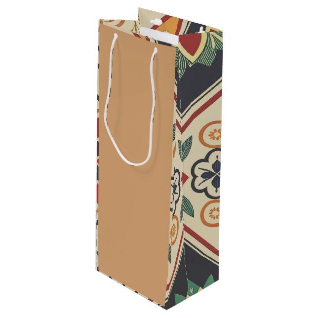 Warm Sand & Boho Floral Wine Bag (Front Angled)
