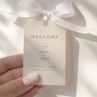 Warm Sand Minimalist Wedding Welcome Gift Tags