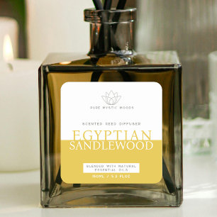 Warm sandlewood yellow reed diffuser product label