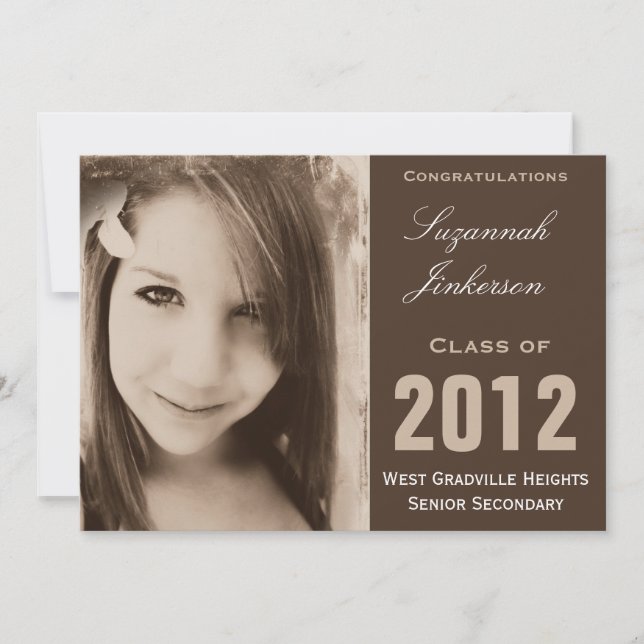 Warm Sepia or Daguerrotype Brown Grad Invite (Front)