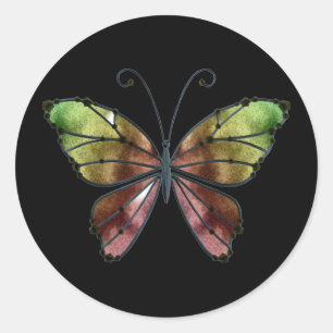 Warm Shades Rainbow Wings Butterfly Classic Round Sticker