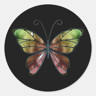 Warm Shades Rainbow Wings Butterfly Classic Round Sticker