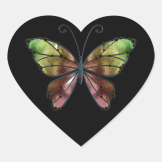 Warm Shades Rainbow Wings Butterfly Heart Sticker