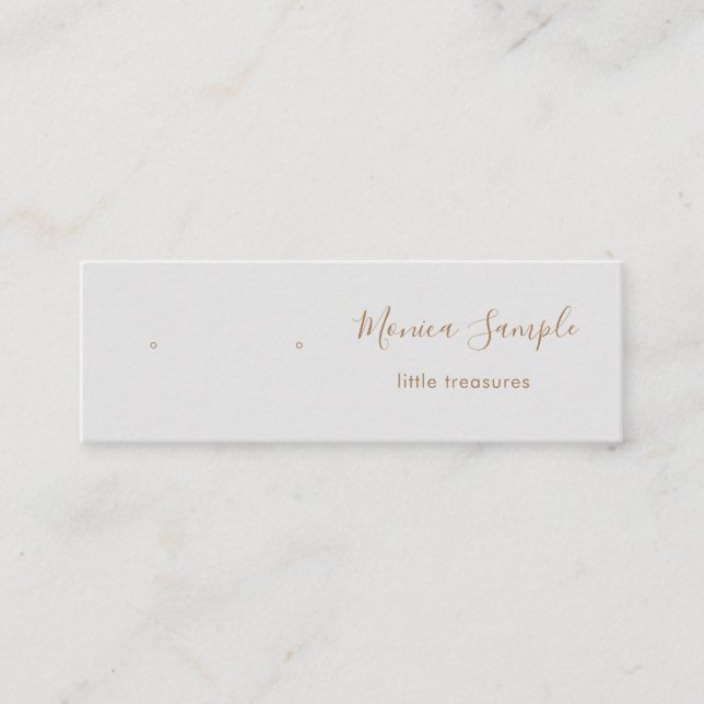 Warm Silver Grey Ombre Script Stud Earring Display Mini Business Card (Front)