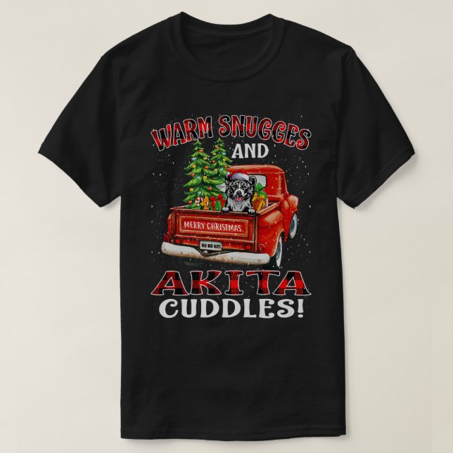 Warm Snuggles And Akita Cuddles Christmas Premium  T-Shirt (Design Front)