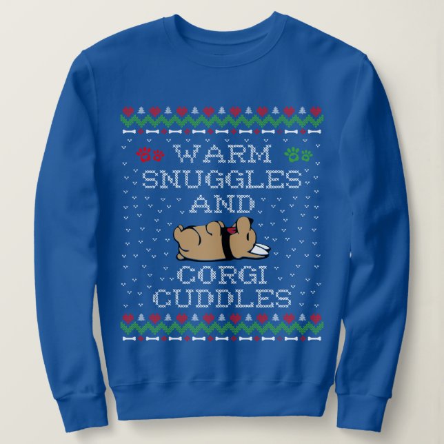 Warm Snuggles And Corgi Cuddles Ugly Sweater (Design Front)
