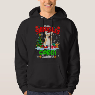 Warm Snuggles Corgi Cuddles Xmas Tree Plaid Santa  Hoodie