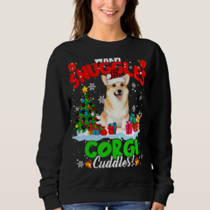 Warm Snuggles Corgi Cuddles Xmas Tree Plaid Santa Sweatshirt