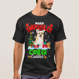 Warm Snuggles Corgi Cuddles Xmas Tree Plaid Santa T-Shirt