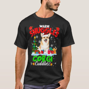 Warm Snuggles Corgi Cuddles Xmas Tree Plaid Santa T-Shirt
