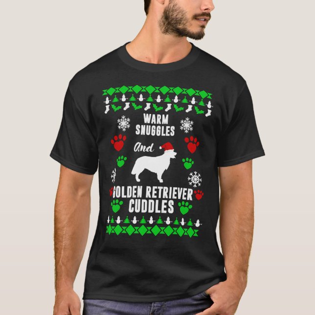 Warm Snuggles Golden Retriever Cuddles Christmas L T-Shirt (Front)