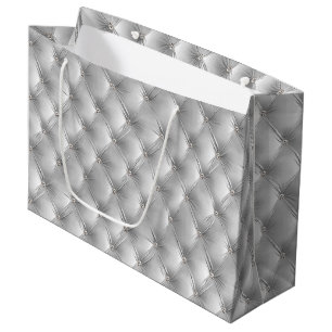 Warm Soft Grey Chic Faux Velvet Large Gift Bag