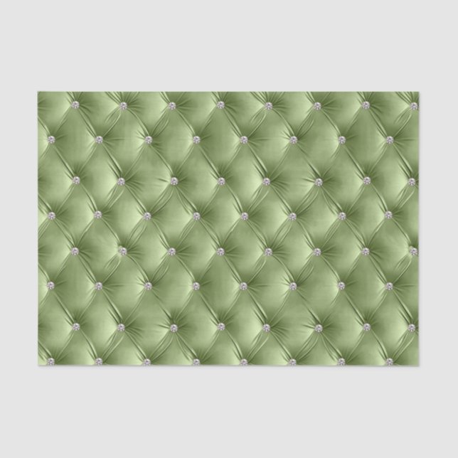 Warm Soft Sage Green Chic Faux Velvet Tissue Paper (Front)