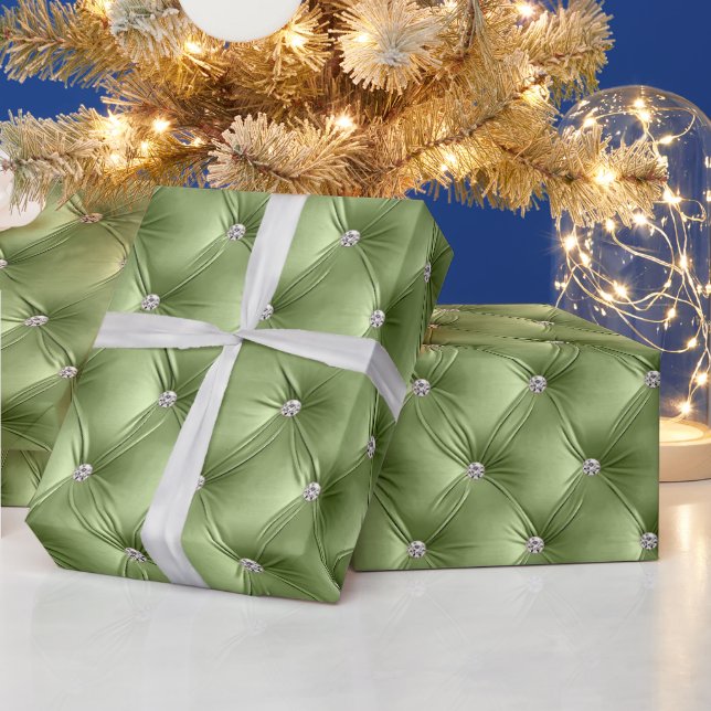 Warm Soft Sage Green Chic Faux Velvet Wrapping Paper (Holidays)