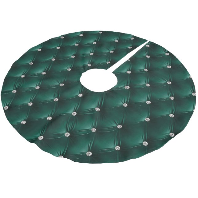 Warm Soft Teal Green Faux Velvet Brushed Polyester Tree Skirt (Angled)