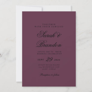 Warm Solid Color Minimalist Script Wedding Invitation