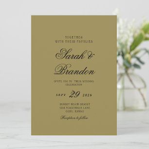 Warm Solid Color Minimalist Script Wedding Invitation