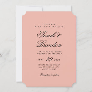 Warm Solid Colour Minimalist Script Wedding Invitation