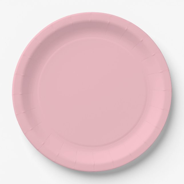 Warm Solid Pink Paper Plate (Front)