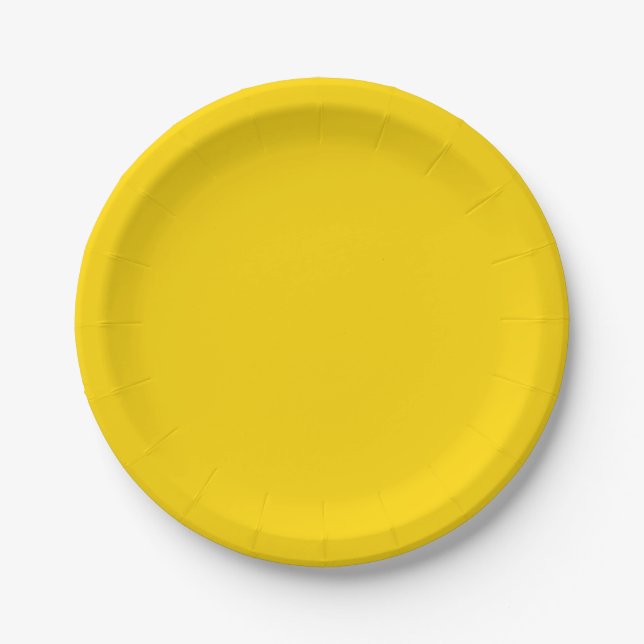 Warm Solid Yellow Gold Paper Plate (Front)