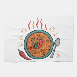 Warm Spicy Curry Food Art Tea Towel