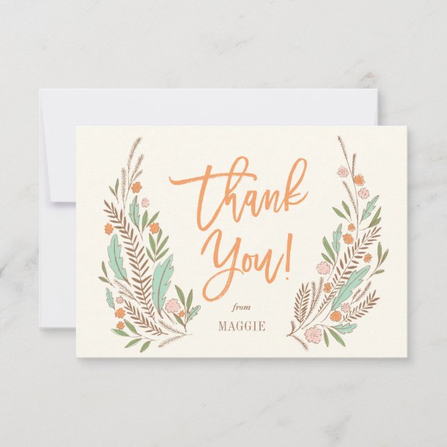 Warm Sprigs Flat Thank You Note Invitation (Front)
