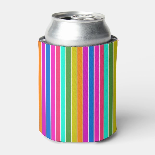 Warm Spring Stripes  Can Cooler (Can Front)