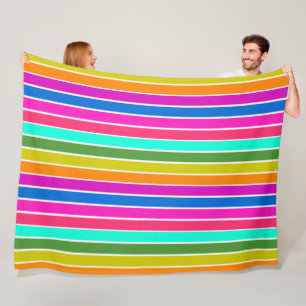 Warm Spring Stripes  Fleece Blanket