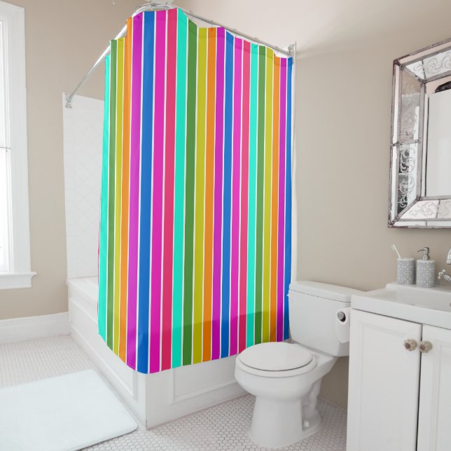 Warm Spring Stripes  Shower Curtain (In Situ)