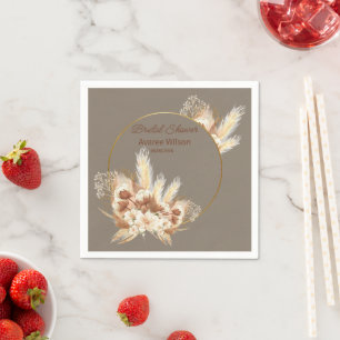 Warm Stone Boho Pampas Grass Shower Napkin