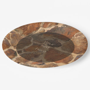 Warm Stonewall Pattern Golden any Text Paper Plate