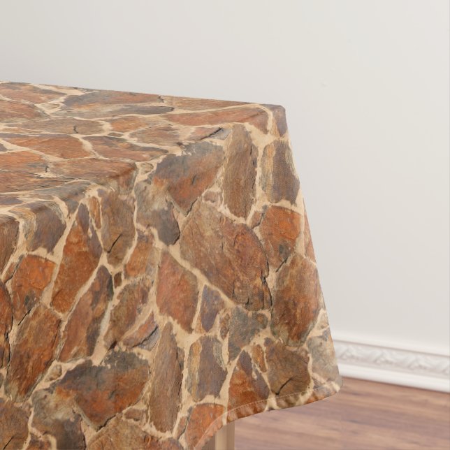 Warm Stonewall Pattern Golden Tablecloth (In Situ)