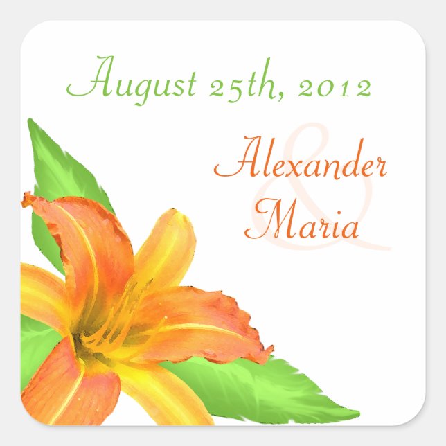 Warm Summer Flower Wedding Envelope Stickers/Seals Square Sticker (Front)