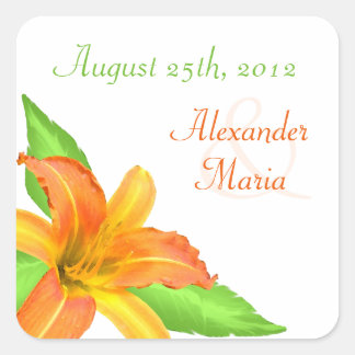 Warm Summer Flower Wedding Envelope Stickers/Seals Square Sticker