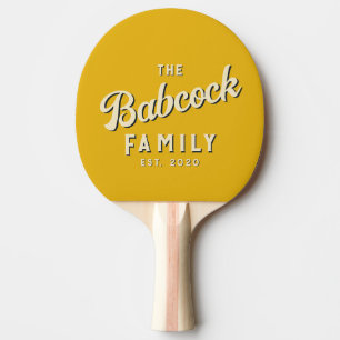 Warm Sunflower Retro Family Name & Year Ping Pong Paddle