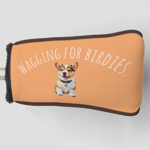 Warm Sunlit Hue Corgi 'Wagging for Birdies' Golf Head Cover