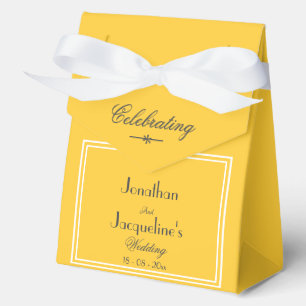 Warm Sunny Yellow White Bow Black Script Names Favour Box