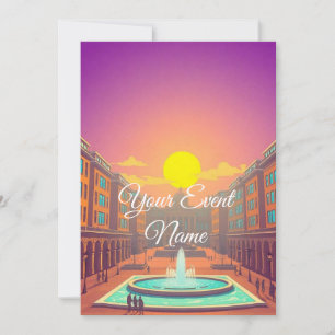 Warm Sunset Cityscape Pop Art Party Invitation
