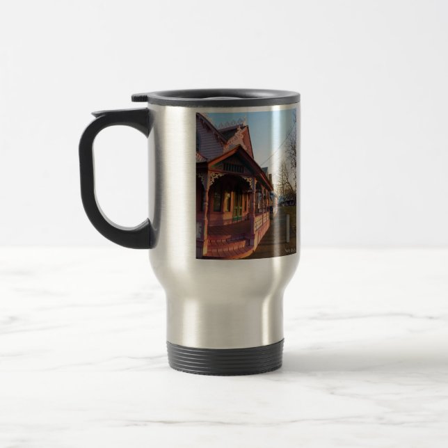 Warm Sunset on Gingerbread - Martha's Vineyard Travel Mug (Left)