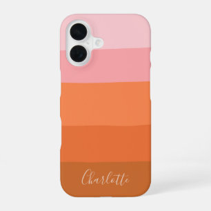 Warm Sunset Pink Terracotta Personalised Name iPhone 16 Case