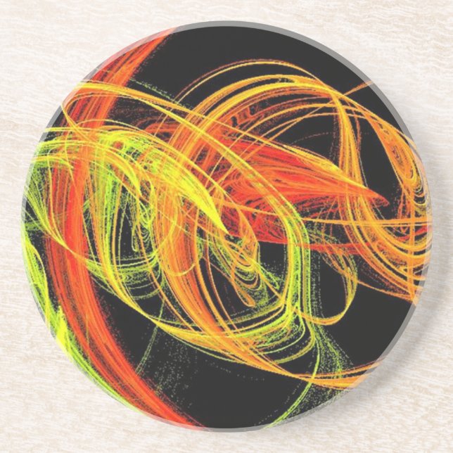 Warm Swirls of Red Yellow and Orange Coaster (Front)