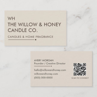 Warm Taupe Espresso Minimal QR Brand Identity Business Card