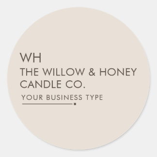 Warm Taupe Minimalist Small Business Brand Logo Classic Round Sticker