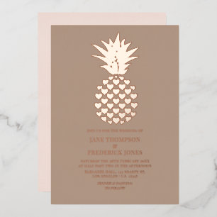 Warm Taupe & Rose Gold Tropical Pineapple Wedding