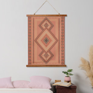 Warm Teracotta Moroccan Tribal Surface Pattern Hanging Tapestry