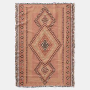 Warm Teracotta Moroccan Tribal Surface Pattern Throw Blanket