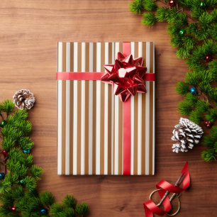 Warm Terracotta and Cream Vertical Stripe Wrapping Paper