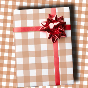 Warm Terracotta and White Checkered Gingham  Wrapping Paper